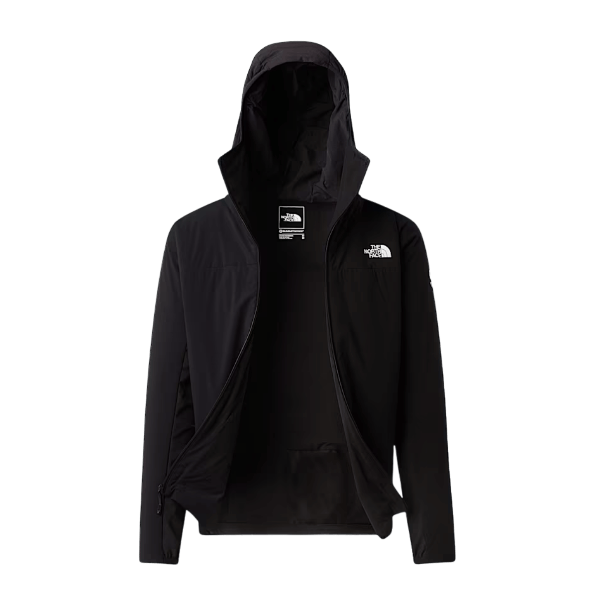 THE NORTHFACE MEN'S SUMMIT CASAVAL HYBRID HOODIE - TNF BLACK - OPEN ZIP FRONT VIEW
