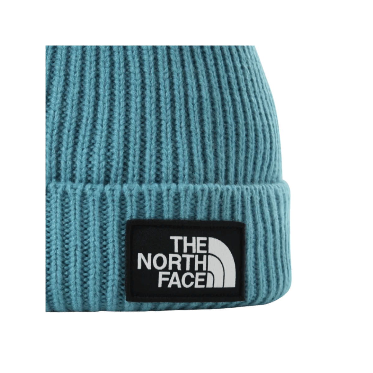 NORTHFACE TNF LOGO BOX CUFFED BEANIE SHT - ONE SIZE - STORM BLUE_1 - CLOSE-UP LOGO