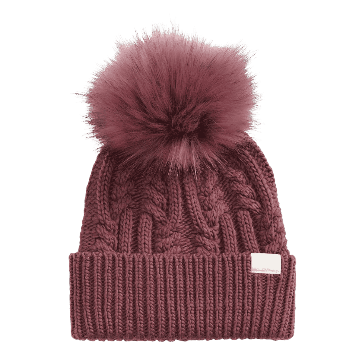 THE NORTHFACE WOMENS OH MEGA FUR POM BEANIE HAT - ONE SIZE - WILD GINGER