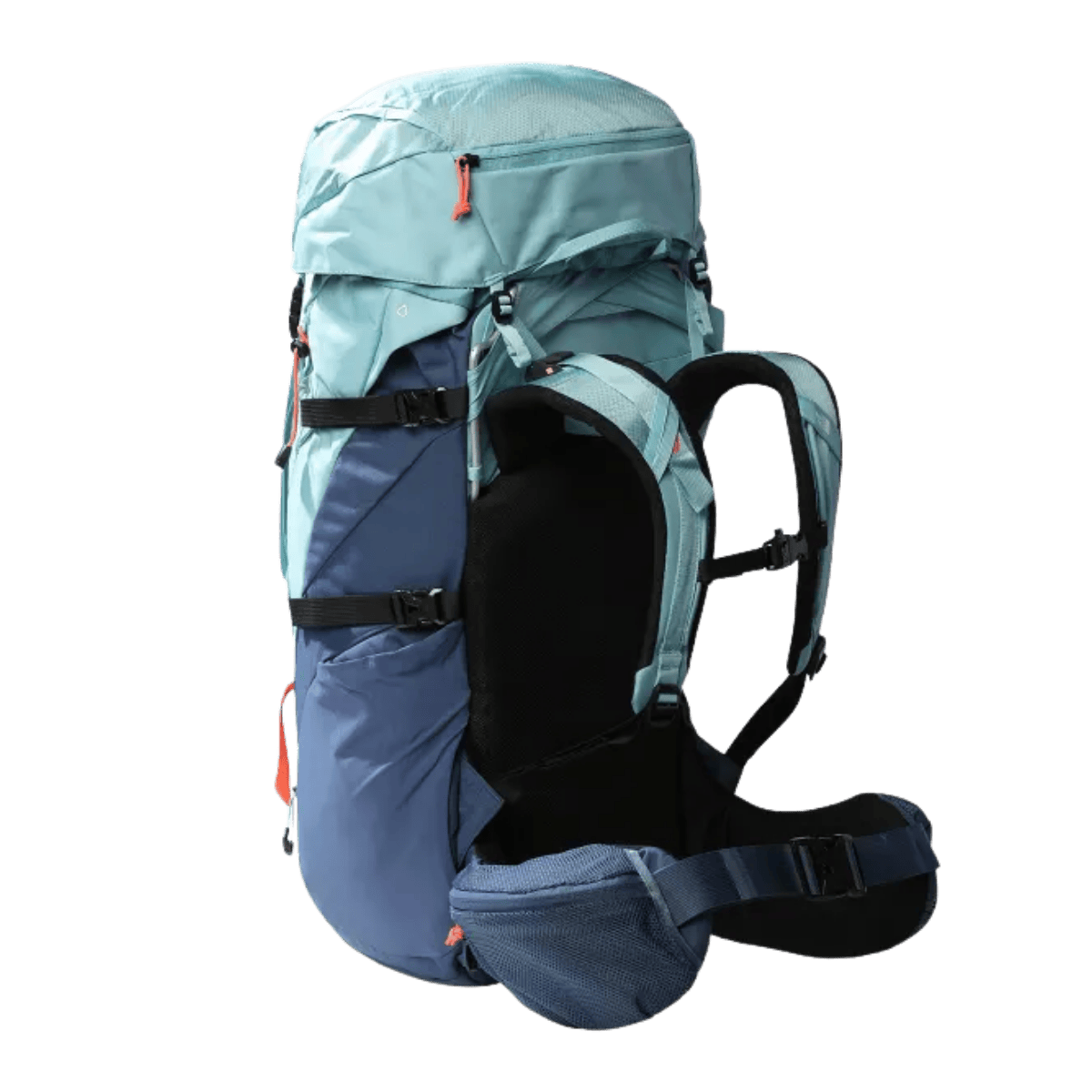 THE NORTH FACE WOMEN'S TERRA 55 HIKING BACKPACK - REEF WATERS - BACK VIEW