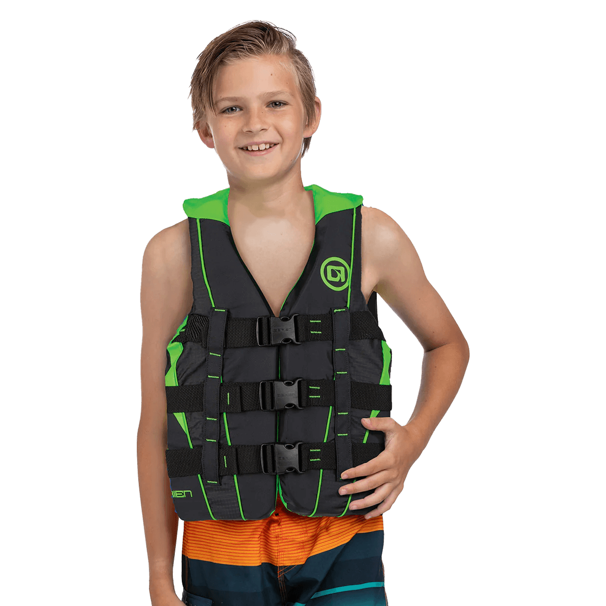 OBRIEN Teen Nylon Vest in Lime on teen boy