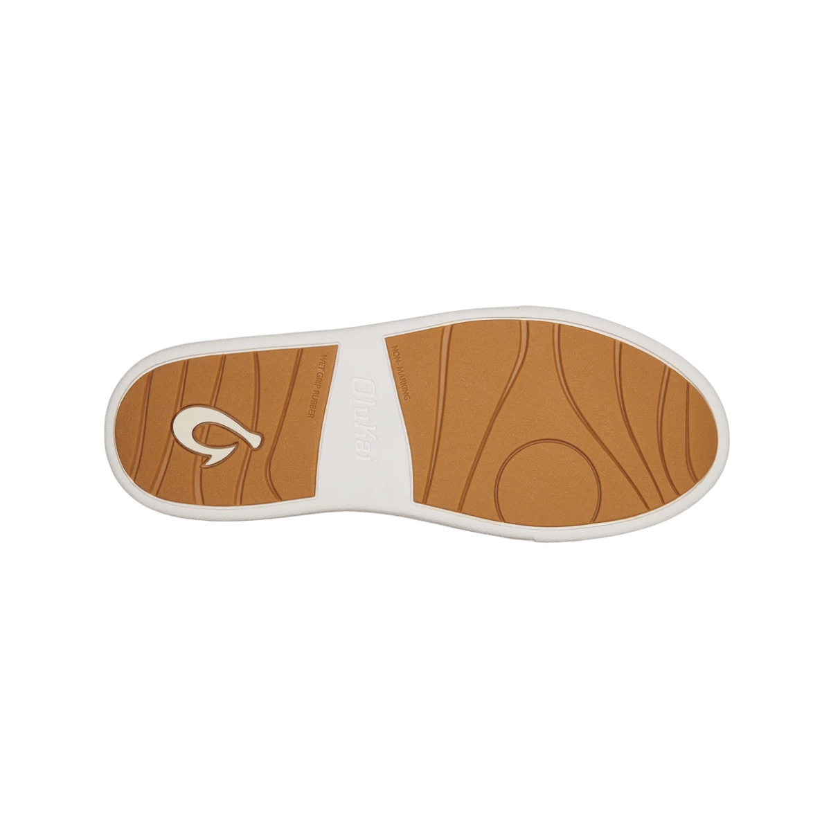 OLUKAI HA'UPU LEATHER SNEAKERS - WHITE - BOTTOM SOLE VIEW