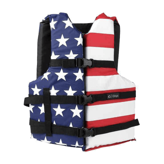 ONYX ADULT GENERAL PURPOSE LIFE JACKET - STARS & STRIPES