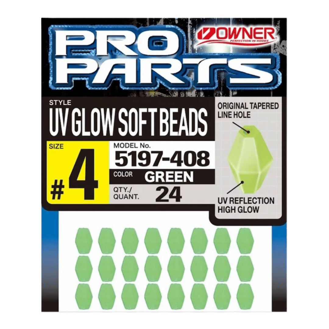 OWNER AMERICAN UV SOFT GLOW BEADS - GREEN - SIZE #4