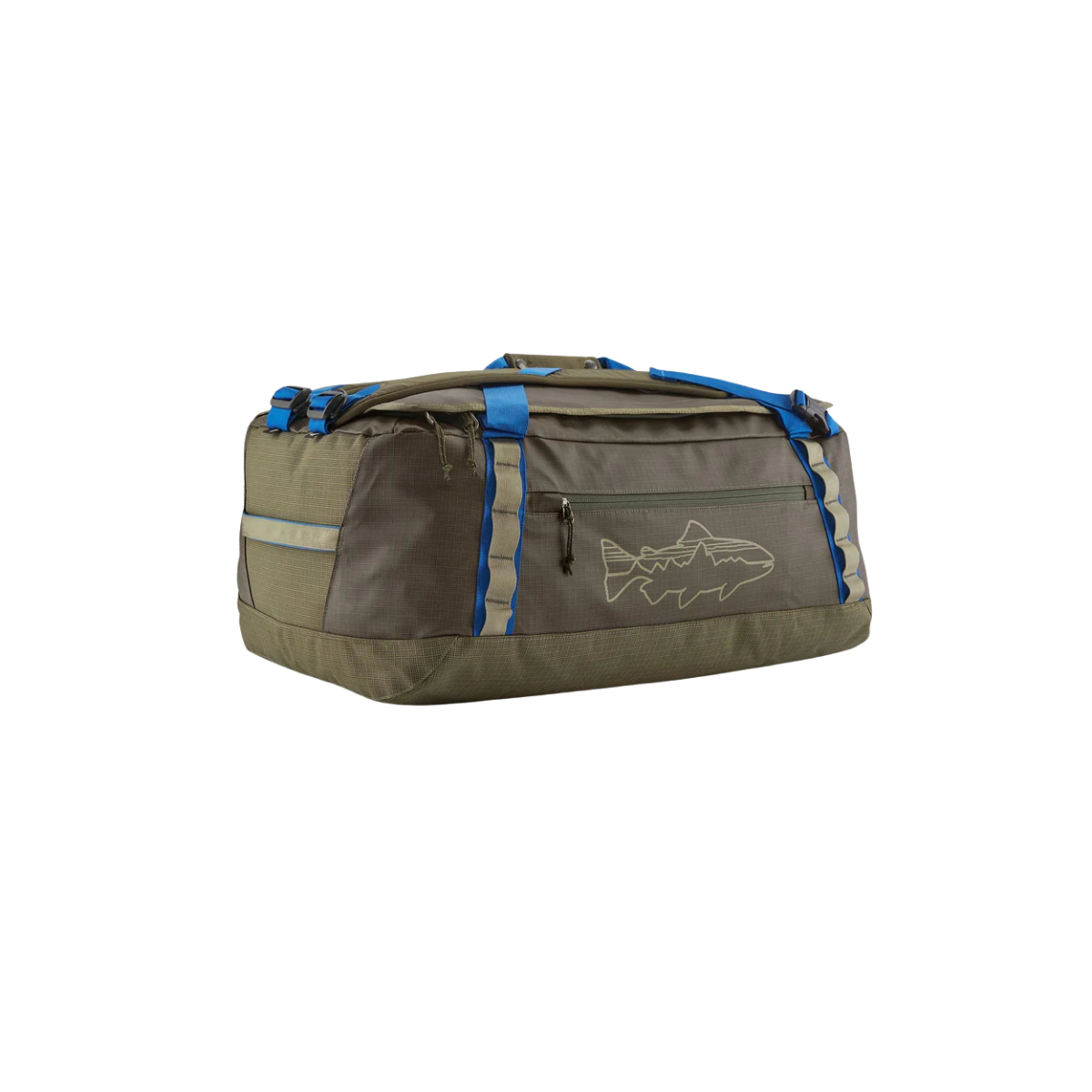 PATAGONIA BLACK HOLE DUFFEL 55L GREEN W/ FITZ TROUT
