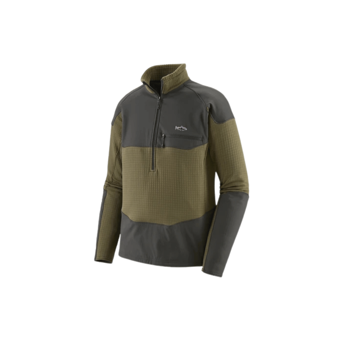PATAGONIA LS R1 FITZ ROY 1/4 ZIP BASIN GREEN