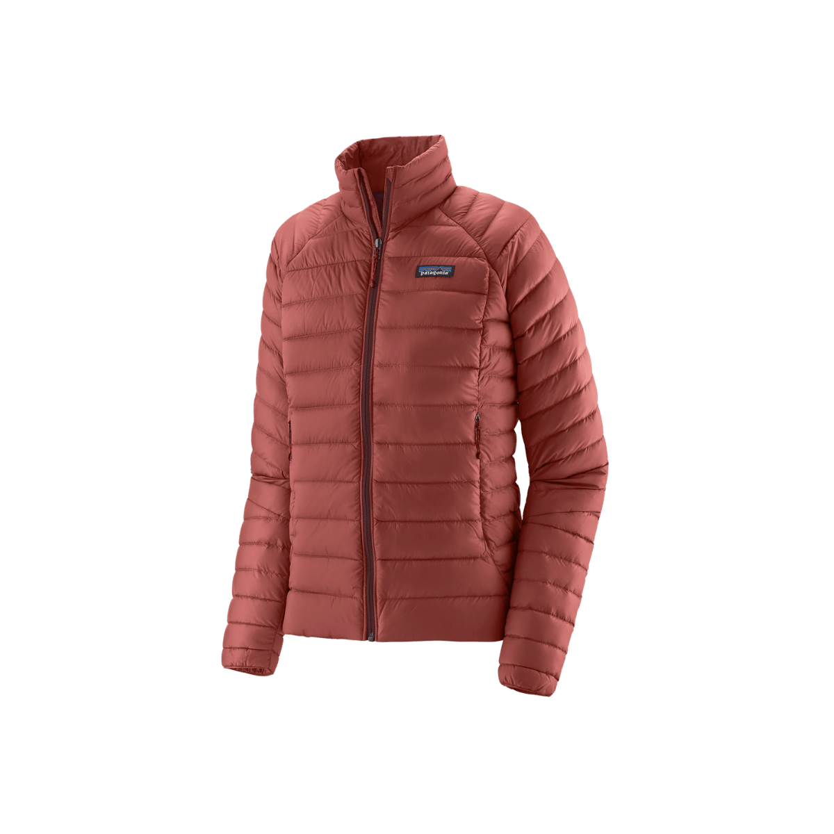 PATAGONIA WOMEN'S DOWN SWEATER, POTTERS RED, FRONT ANGLE, SM, MD, LG, XL