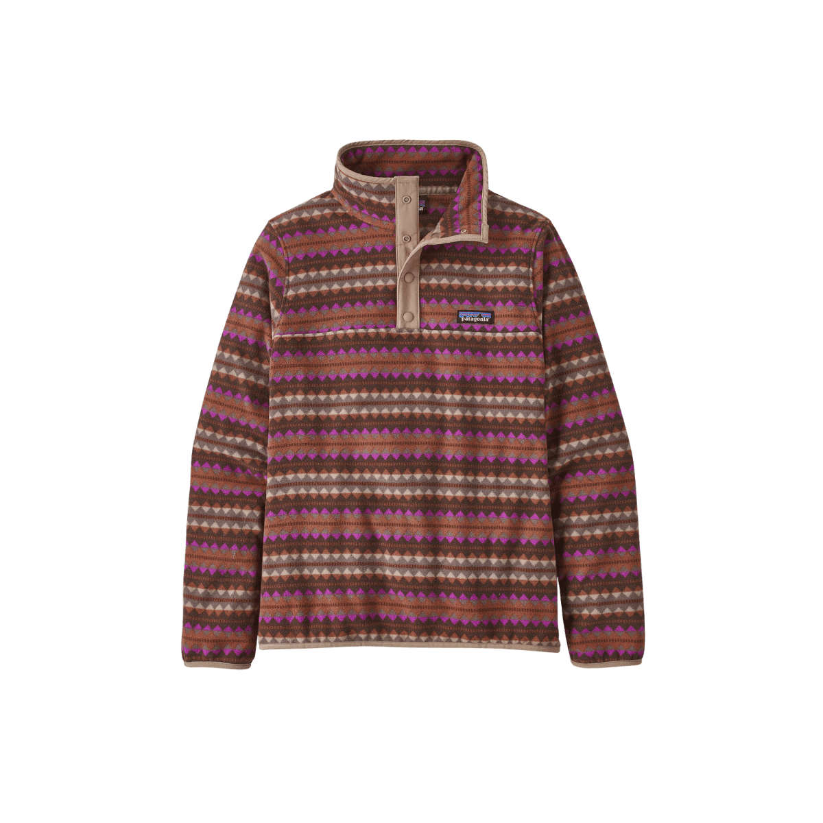 PATAGONIA WOMEN'S MICRO D SNAP-T PULLOVER, SISU BROWN, FRONT ANGLE, XS, SM, MD, LG, XL