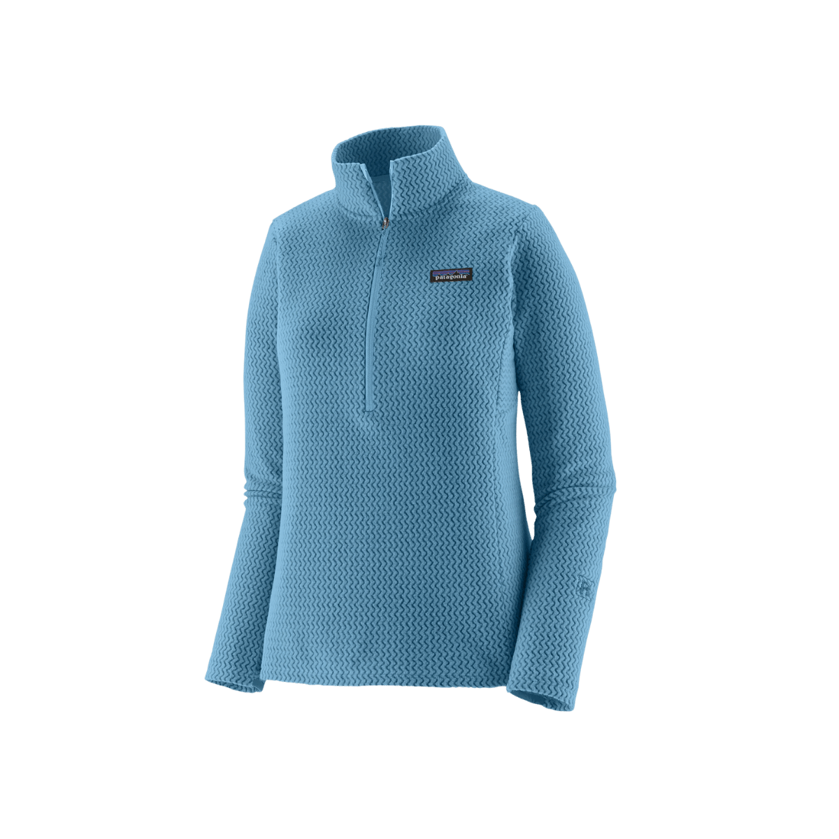 PATAGONIA WOMEN'S R1 AIR ZIP NECK, SHORE BLUE, FRONT ANGLE, SM, MD, LG, XL