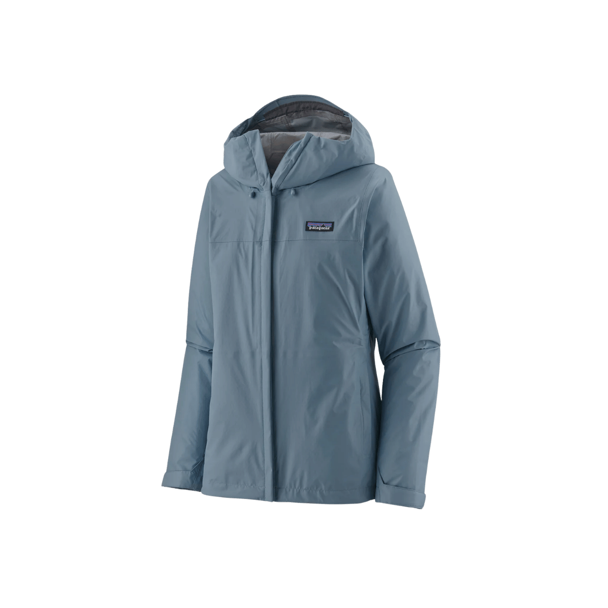 PATAGONIA WOMEN'S TORRENTSHELL 3L JACKET, LIGHT PLUME GREY, FRONT ANGLE, SM, MD, LG, XL