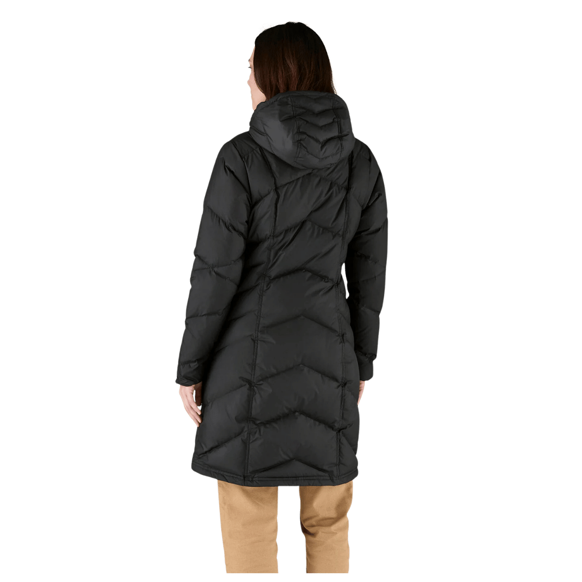 PATAGONIA WOMEN'S KNEE-LENGTH DOWN WITH IT PARKA - BLK - BACK VIEW WW