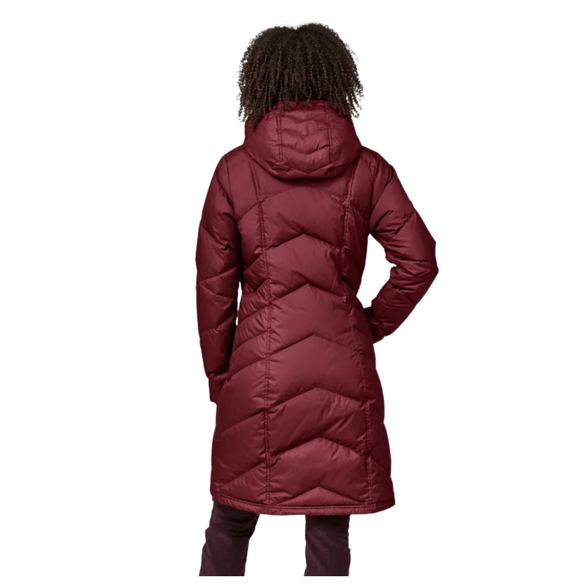 PATAGONIA WOMEN'S KNEE-LENGTH DOWN WITH IT PARKA - BLK - BACK VIEW WW