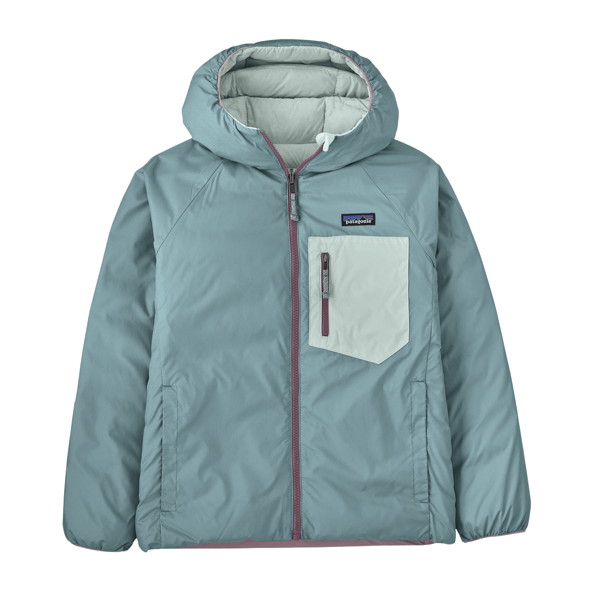 PATAGONIA KIDS REVERSIBLE DOWN SWEATER HOODY - THERMAL BLUE FRONT