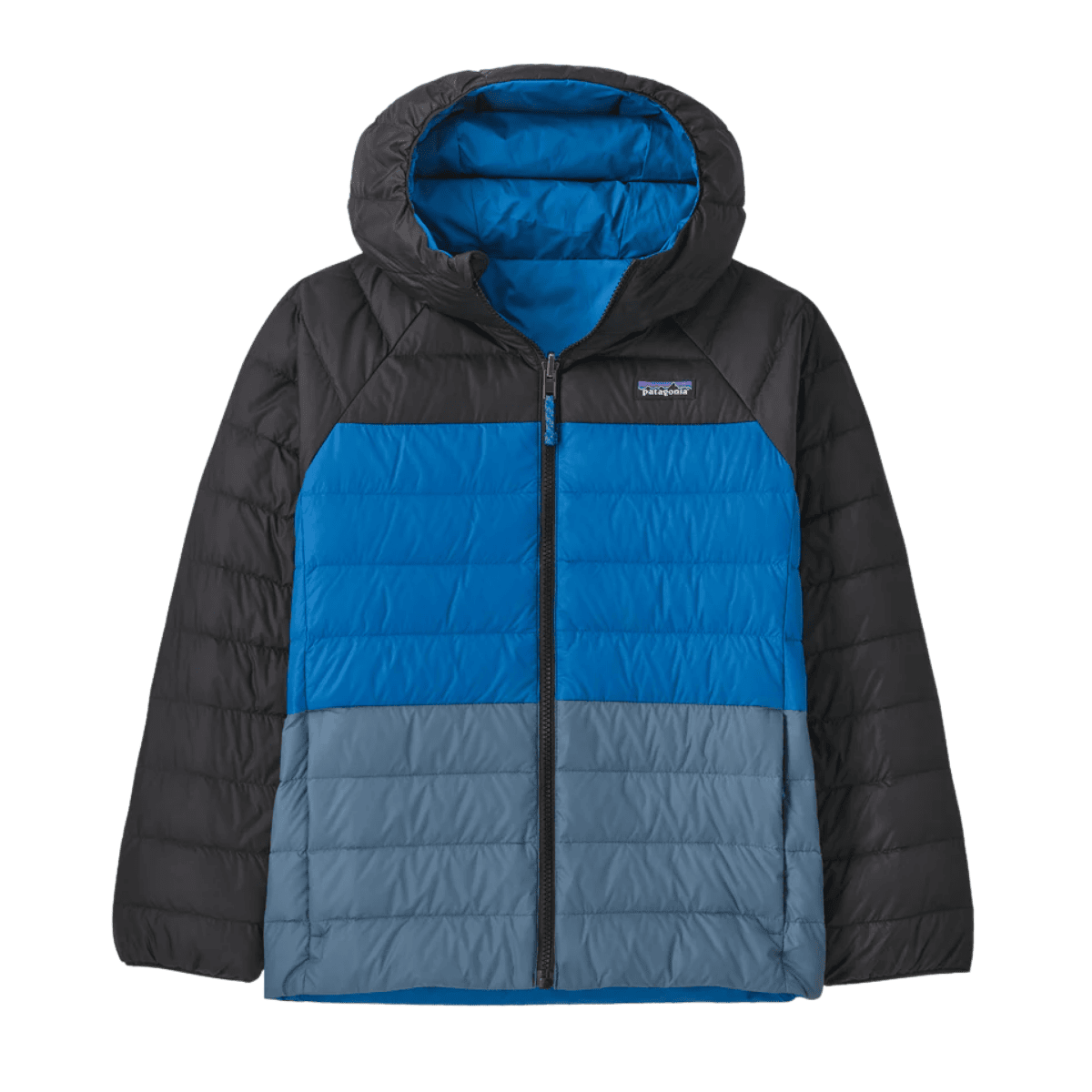 PATAGONIA KID'S REVERSIBLE DOWN SWEATER HOODY - ENDLESS BLUE FRONT