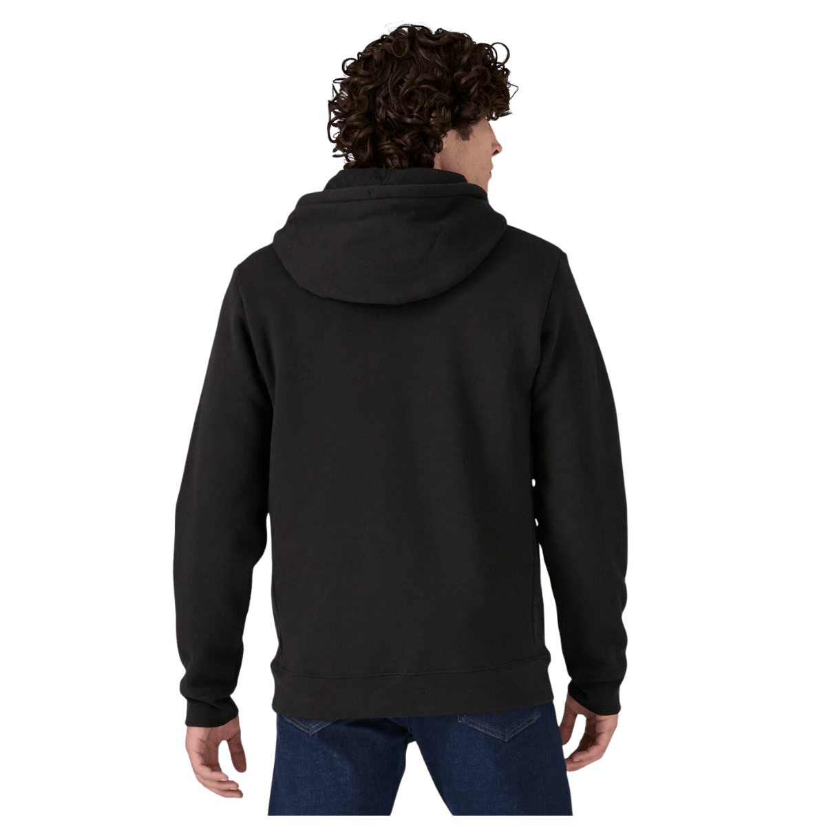 PATAGONIA MEN'S P-6 LOGO UPRISAL PULLOVER HOODY - BLACK - BACK VIEW WW