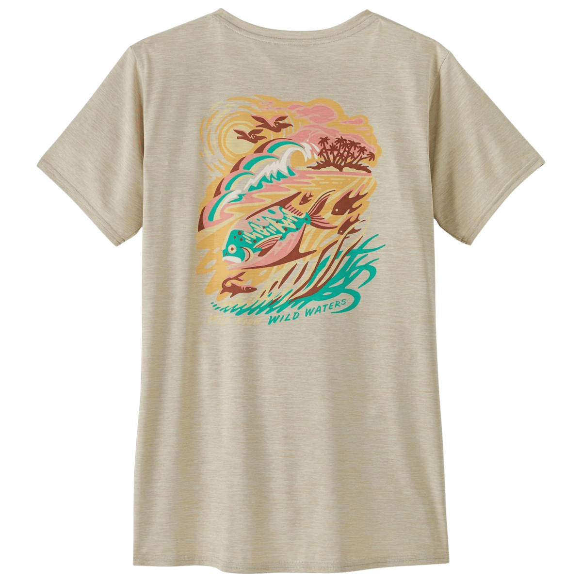 PATAGONIA WOMEN'S CAP COOL DAILY SHIRT WATER - PALM ISLAND: PUMICE X-DYE BACK