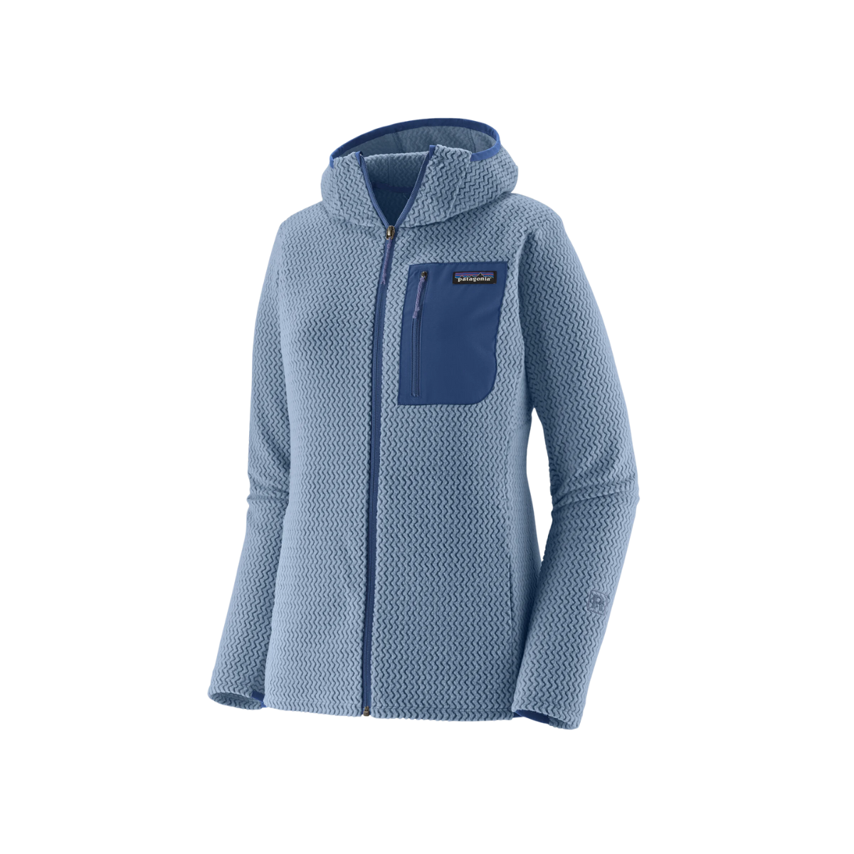 PATAGONIA WOMEN'S R1 AIR FLEECE FULL-ZIP HOODY - BARNACLE BLUE front view