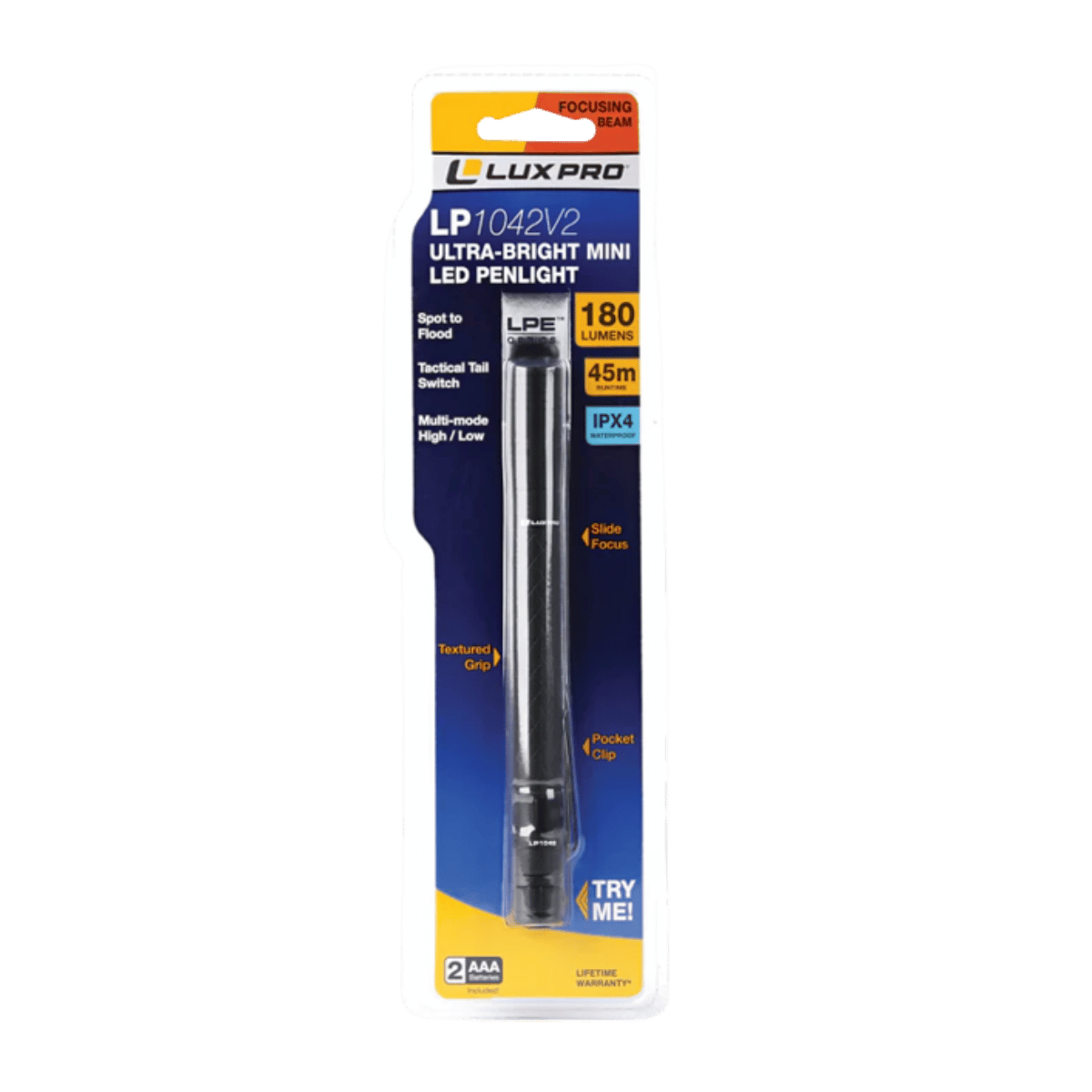 LUX PRO FOCUSING PEN LIGHT - 180 LUMENS - BLACK