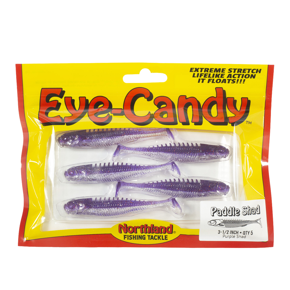 EYE-CANDY PADDLE SHAD 5PK - example of package in Purple Shad