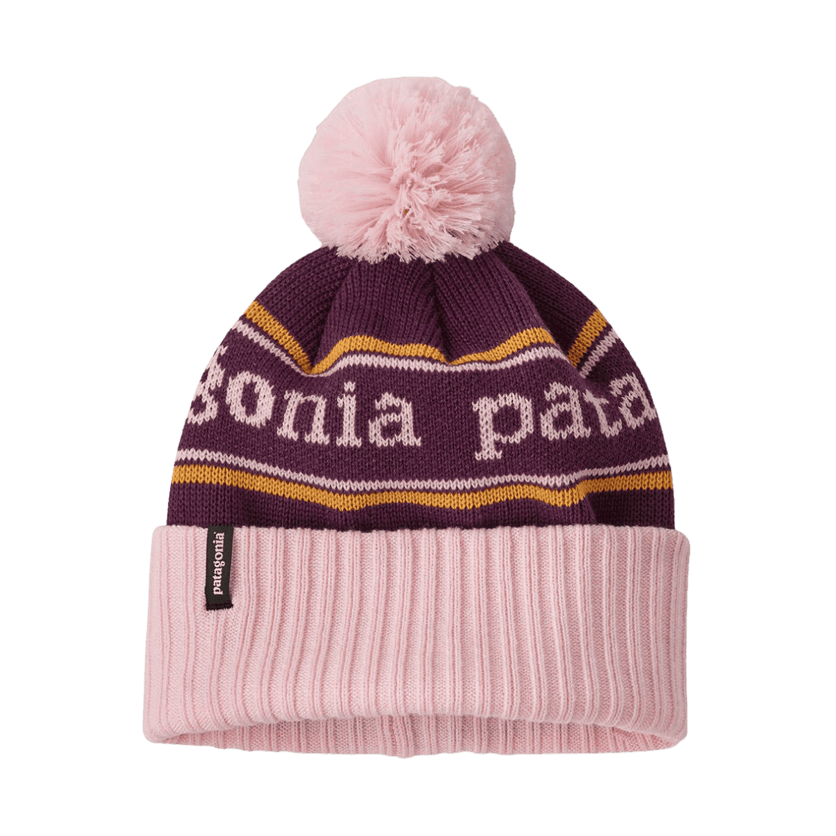 PATAGONIA KID'S POWDER TOWN BEANIE - PARK STRIPE MIGHT PLUM