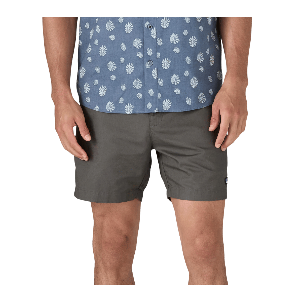 PATAGONIA MEN'S LIGHT WEIGHT ALL-WEAR HEMP SHORTS 8'' - FORGE GREY - FRONT VIEW