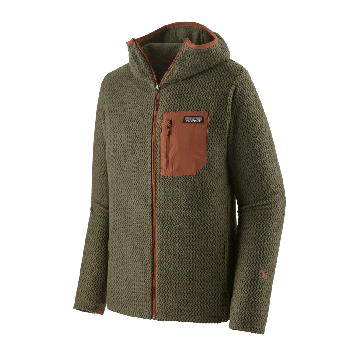 PATAGONIA MEN'S R1 AIR FULL-ZIP HOODY - BASIN GREEN-FRONT VIEW