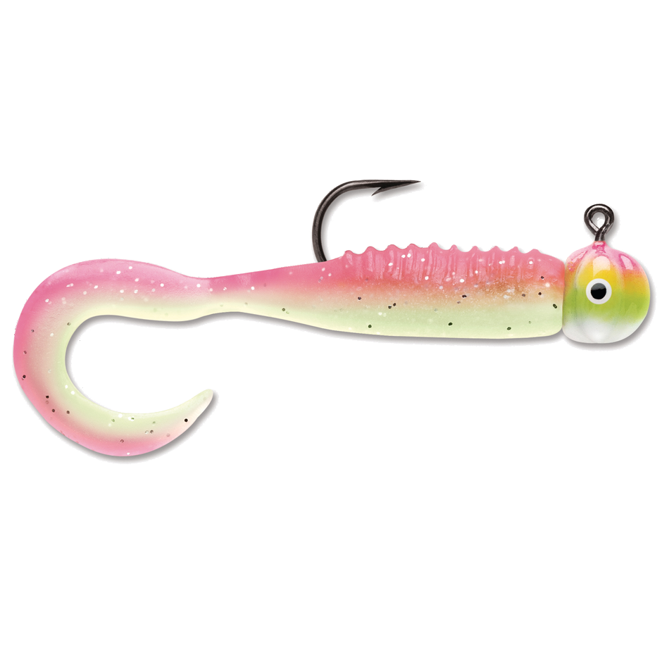 VMC Curl Tail Jig - Pink Chartreuse Gold