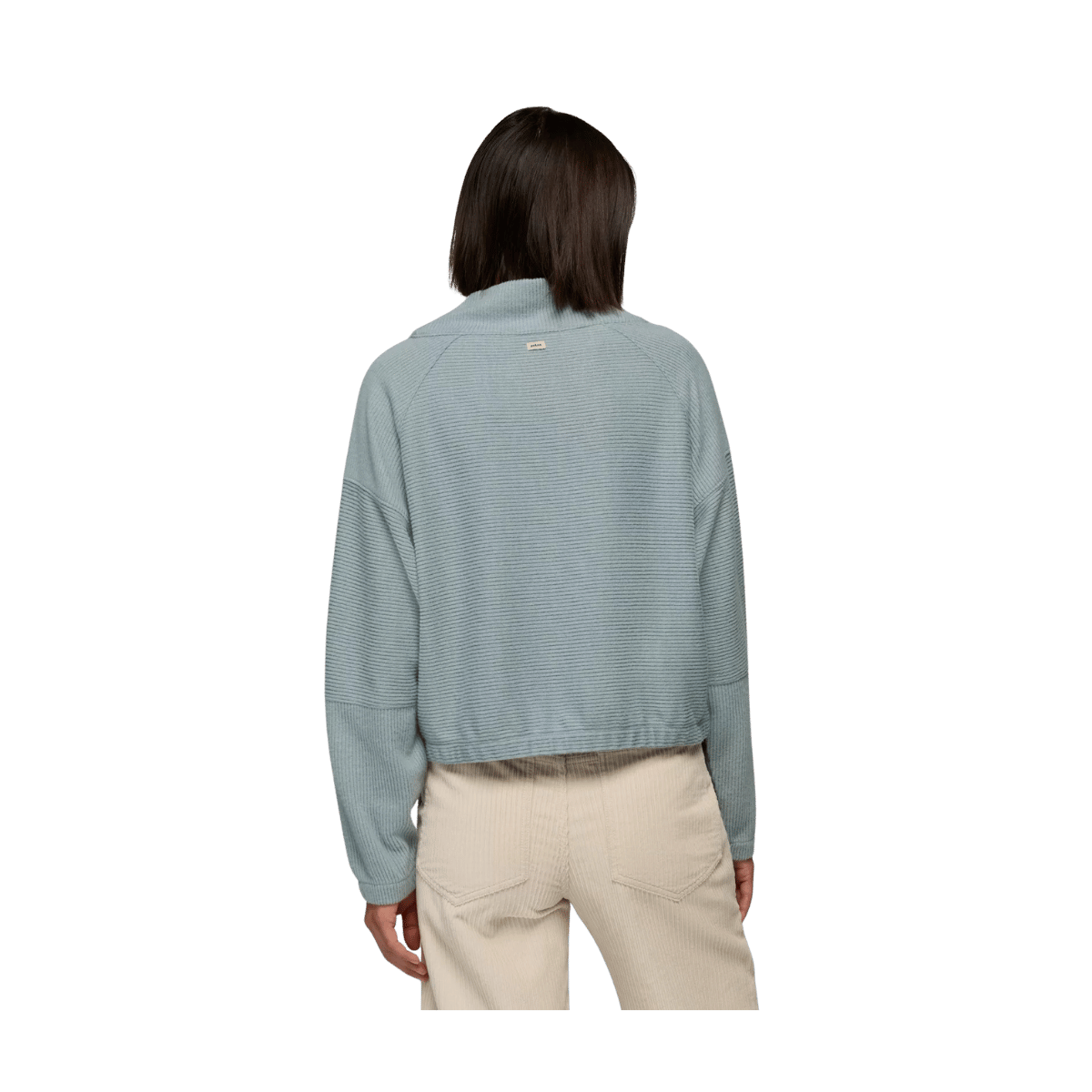PRANA WOMEN'S OLIVIA LONG SLEEVE SWEATER - QUARRY - BACK VIEW