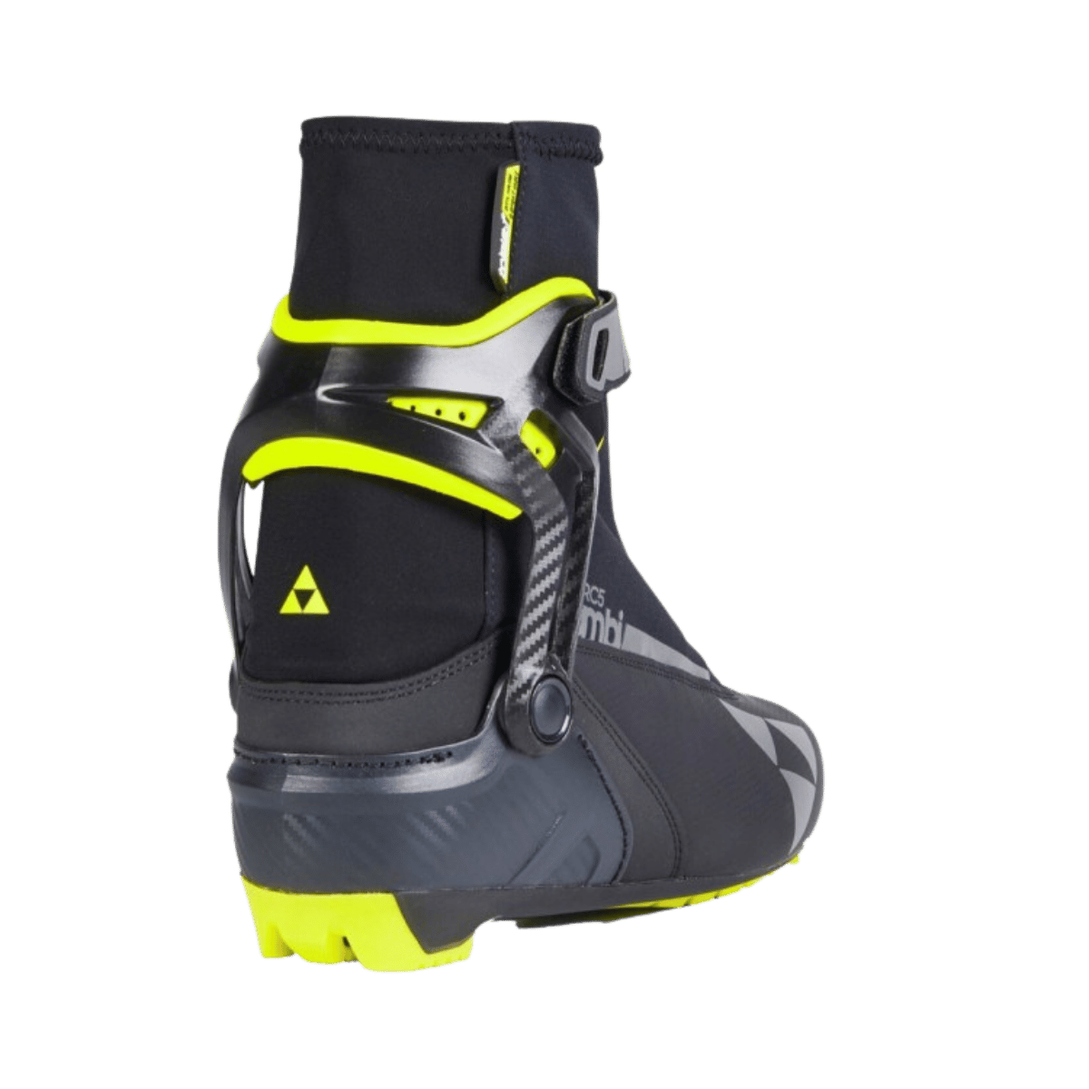 FISCHER SKI RC5 COMBI BOOTS 22/23 - BLACK/YELLOW - BACK VIEW
