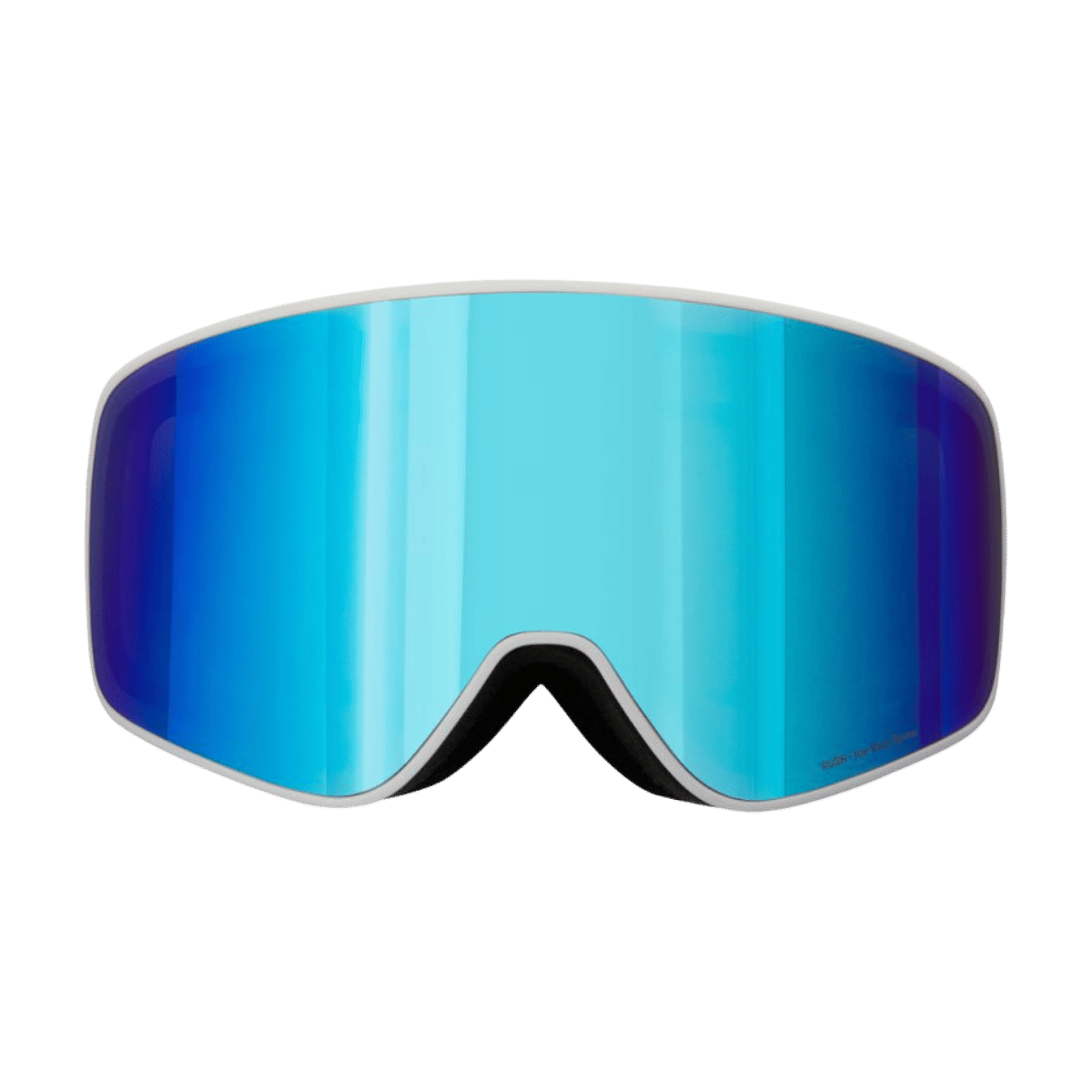 RED BULL SPECT RUSH GOGGLES – SNOWBOARD/SKI PERFORMANCE EYEWEAR - WHITE FRAME - SMOKE WITH BLUE MIRROR - FRONT VIEW