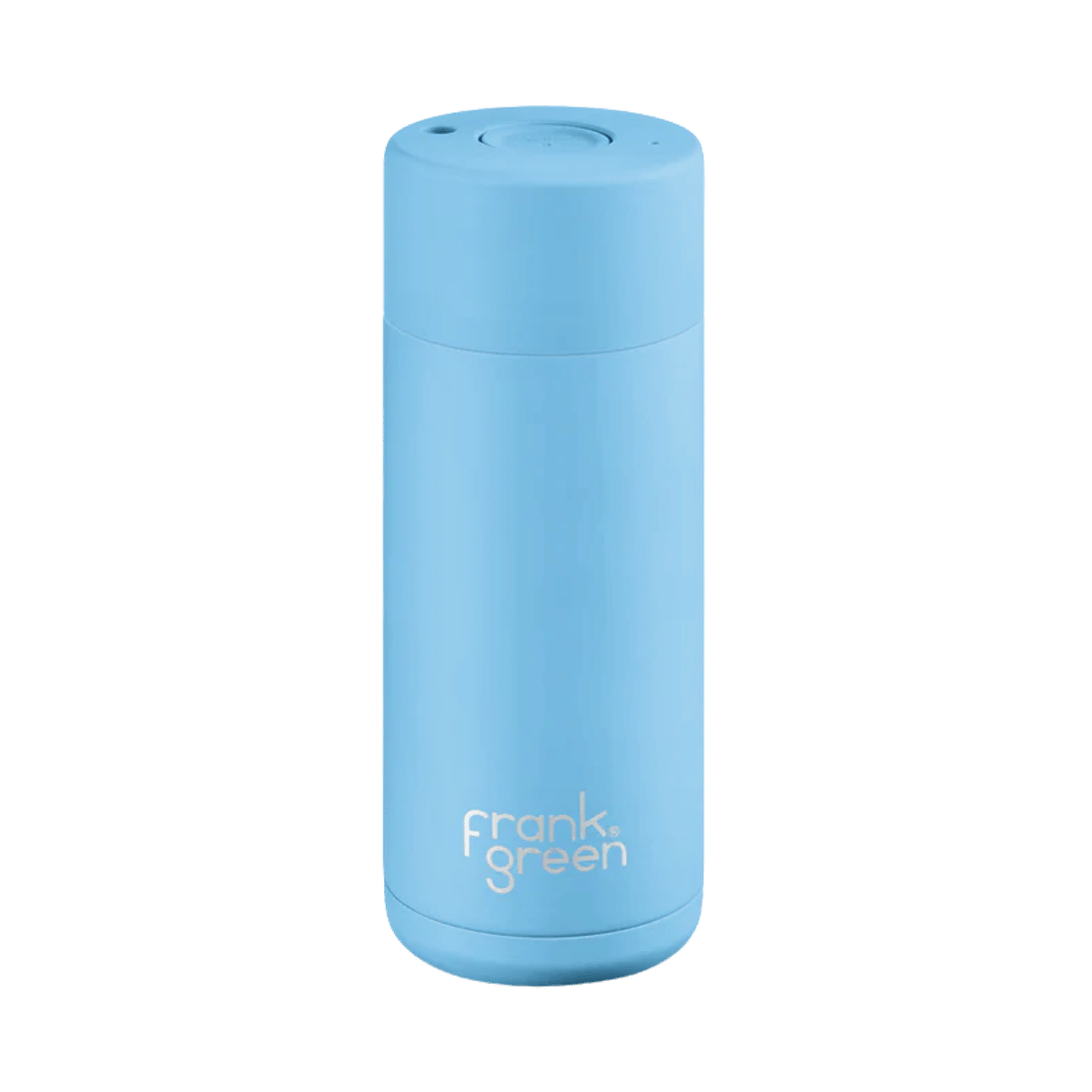 FRANK GREEN CERAMIC REUSABLE CUP - BUTTON LID 16OZ - SKY BLUE