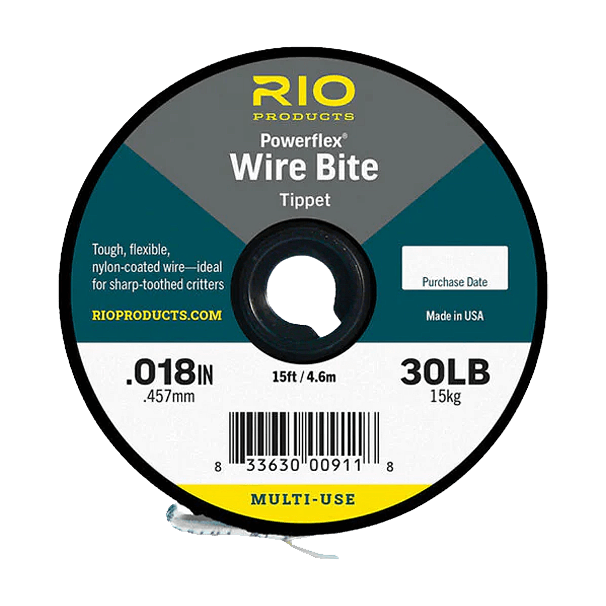 RIO POWERFLEX WIRE BITE TIPPET 15FT - 30 LBS