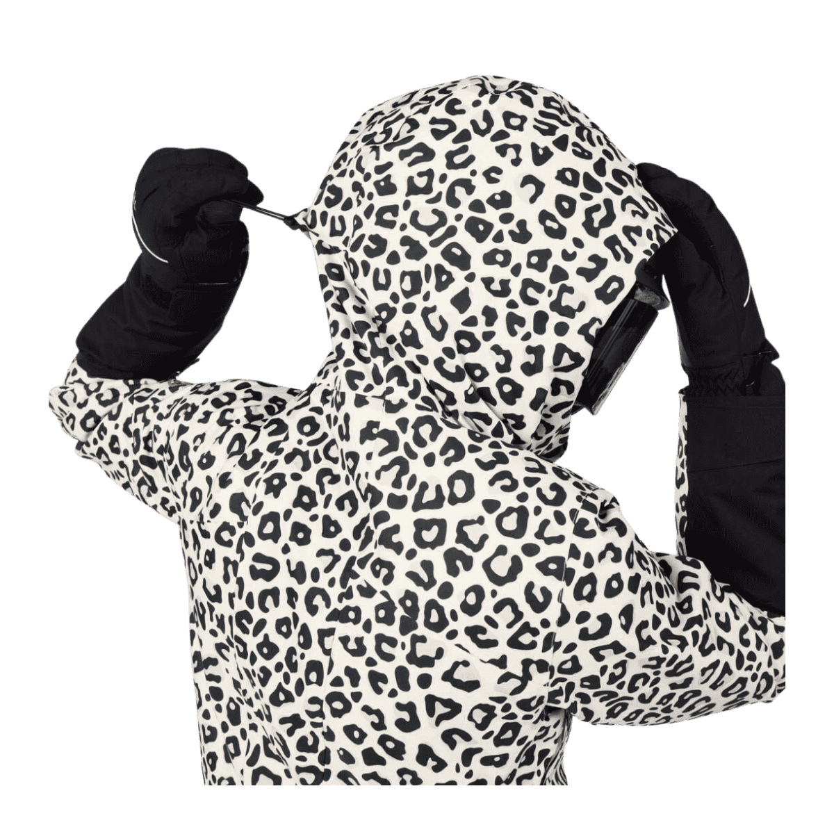 ROSSIGNOL WOMEN'S ROCHRUN ALLOVER JACKET - LEOPARD PRINT - BACK CLOSER VIEW