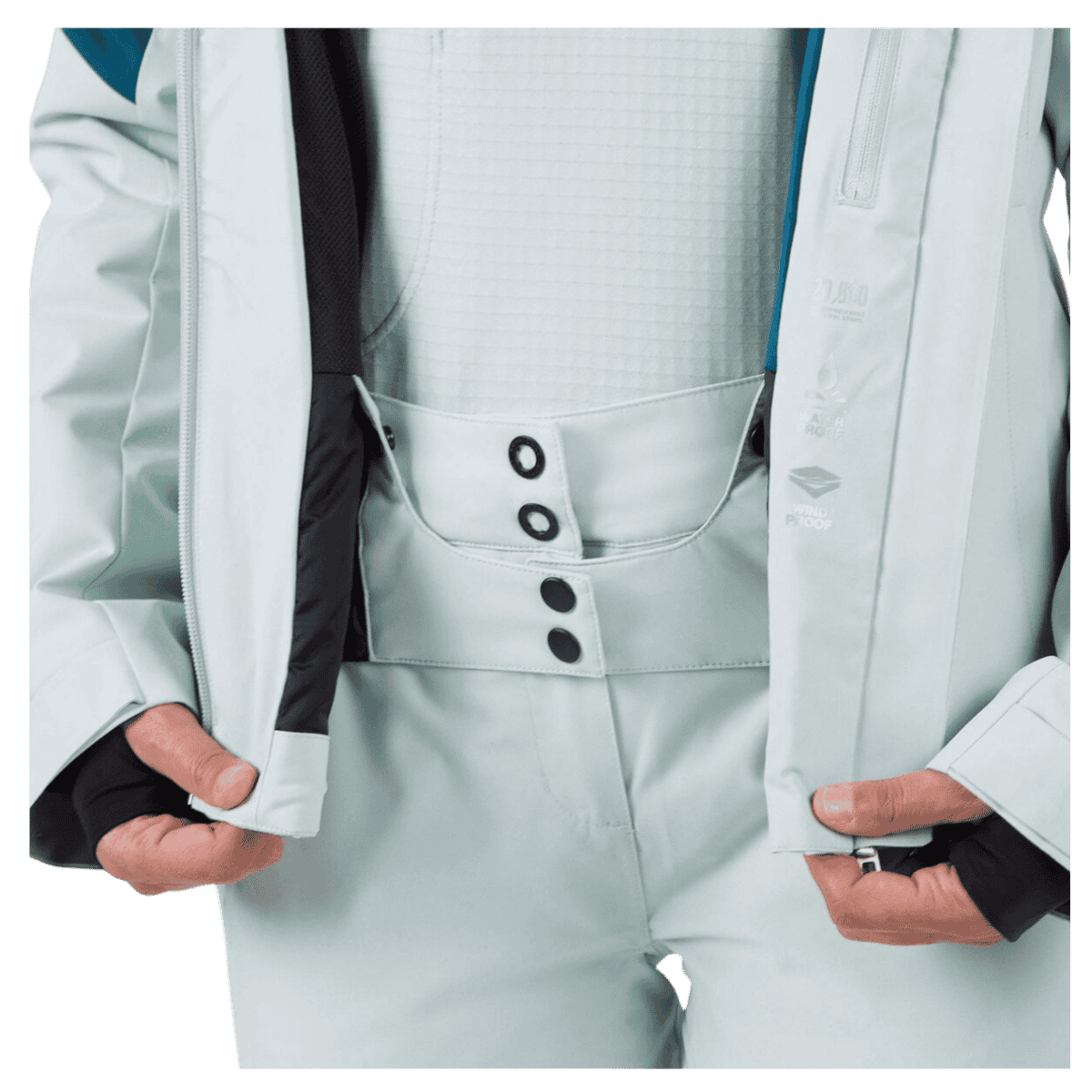 ROSSIGNOL WOMEN'S STRAWPILE SKI JACKET - STEAM - WAIST VIEW