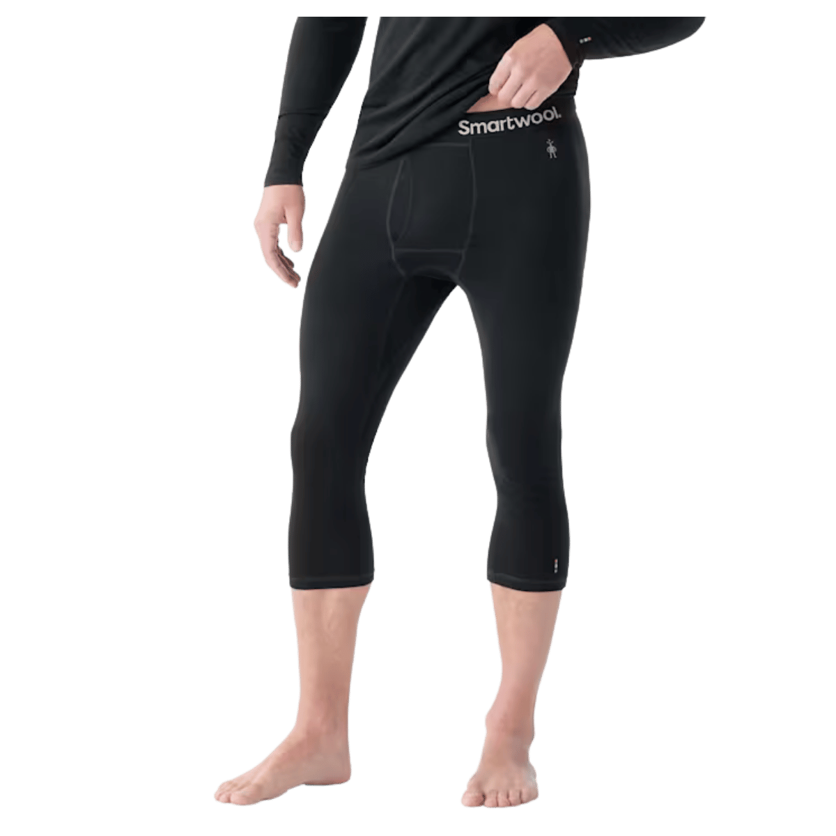 SMARTWOOL MEN'S MERINO 150 BASE LAYER 3/4 BOTTOM ALL SEASON - BLACK - FRONT VIEW WW