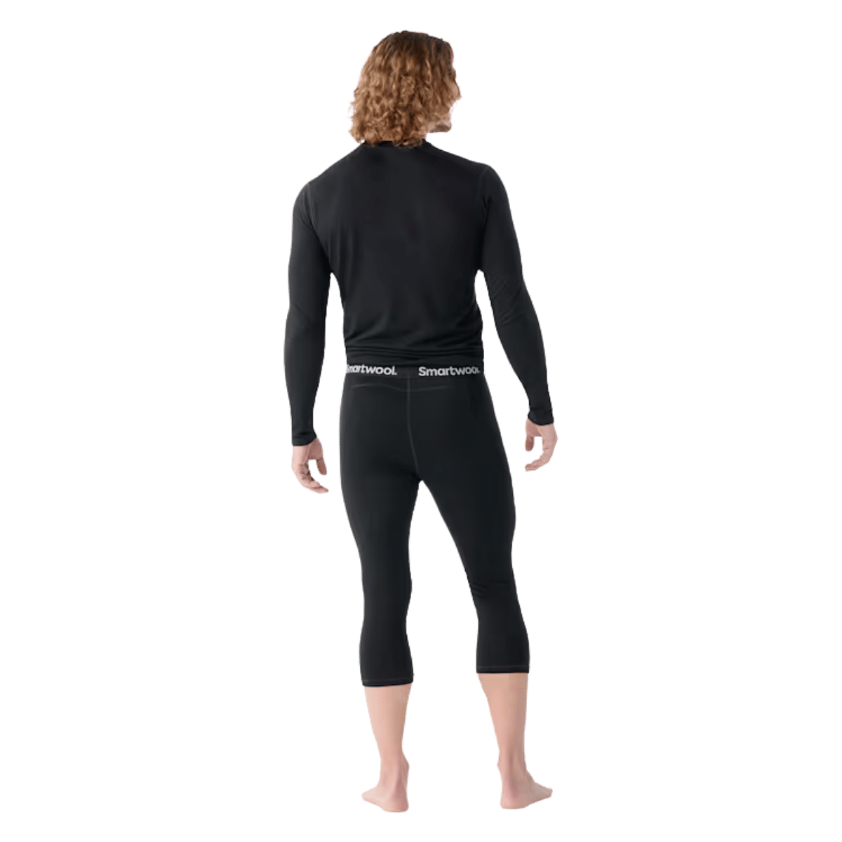 SMARTWOOL MEN'S MERINO 150 BASE LAYER 3/4 BOTTOM ALL SEASON - BLACK - BACK VIEW WW