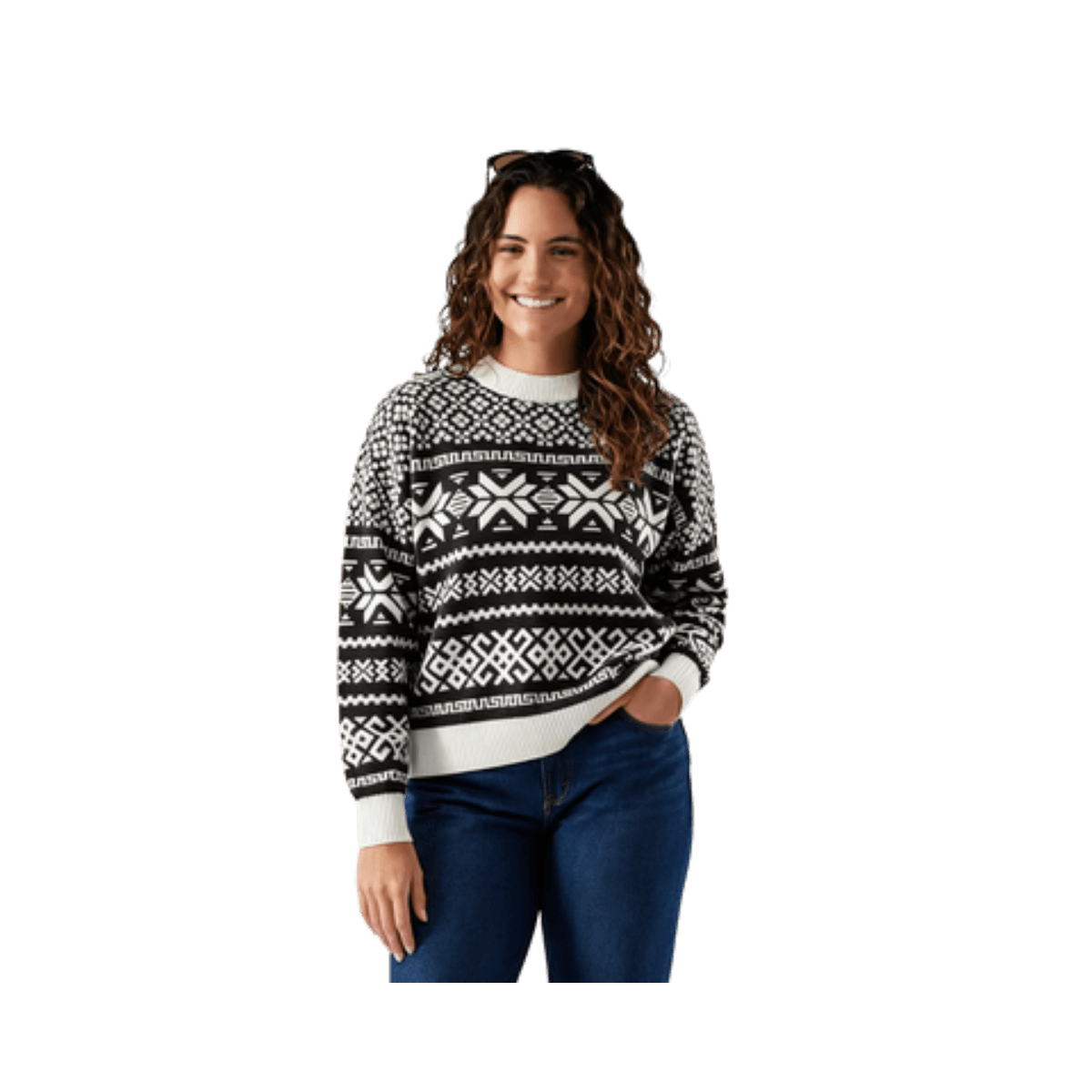 SMARTWOOL W EDGEWOOD HRTGE CREW SWEATER BLACK