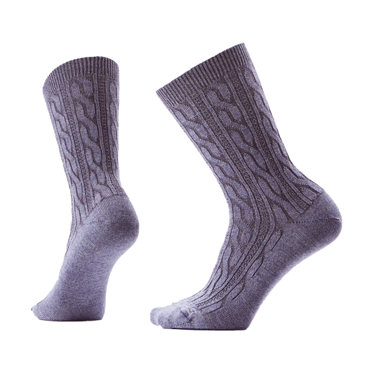 SMARTWOOL EVERYDAY CABLE CREW WOMEN'S SOCKS CHALK VIOLET