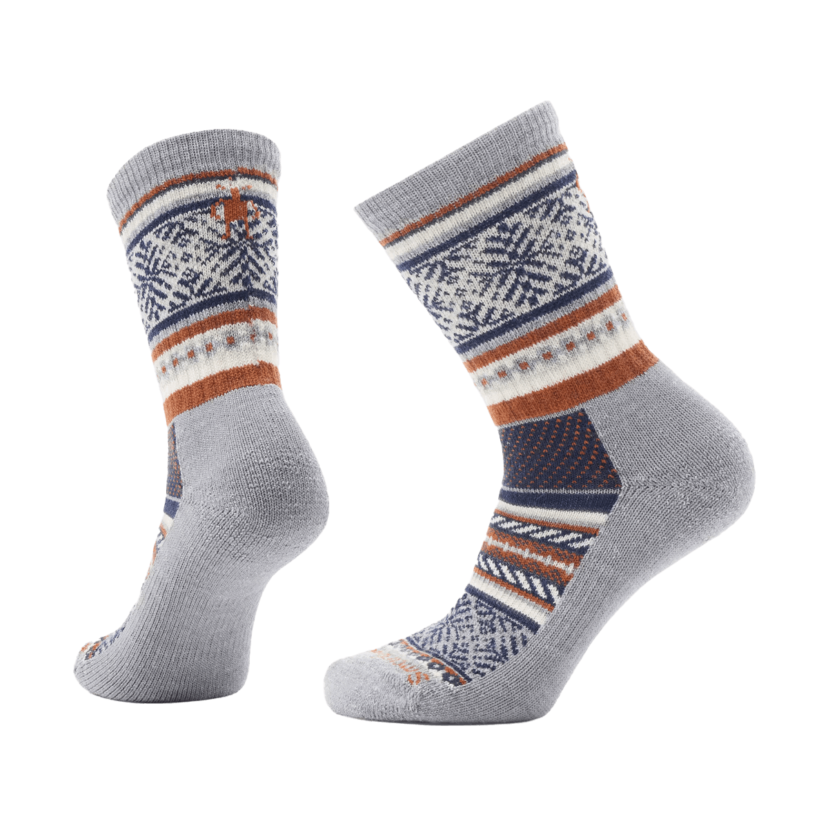 SMARTWOOL EVERYDAY FAIR ISLE SWEATER CREW LIGHT CUSHION SOCKS LIGHT GRAY
