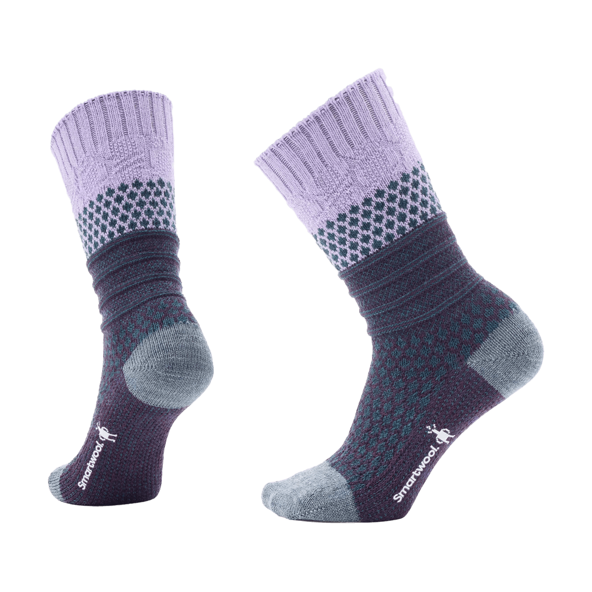 SMARTWOOL EVERYDAY POPCORN CABLE CREW FULL CUSHION SOCKS ULTRA VIOLET