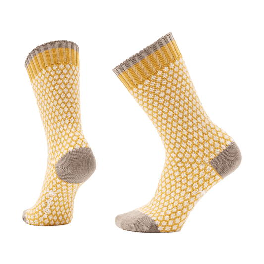 SMARTWOOL EVERYDAY POPCORN POLKA DOT CREW FULL CUSHION SOCKS HONEY GOLD