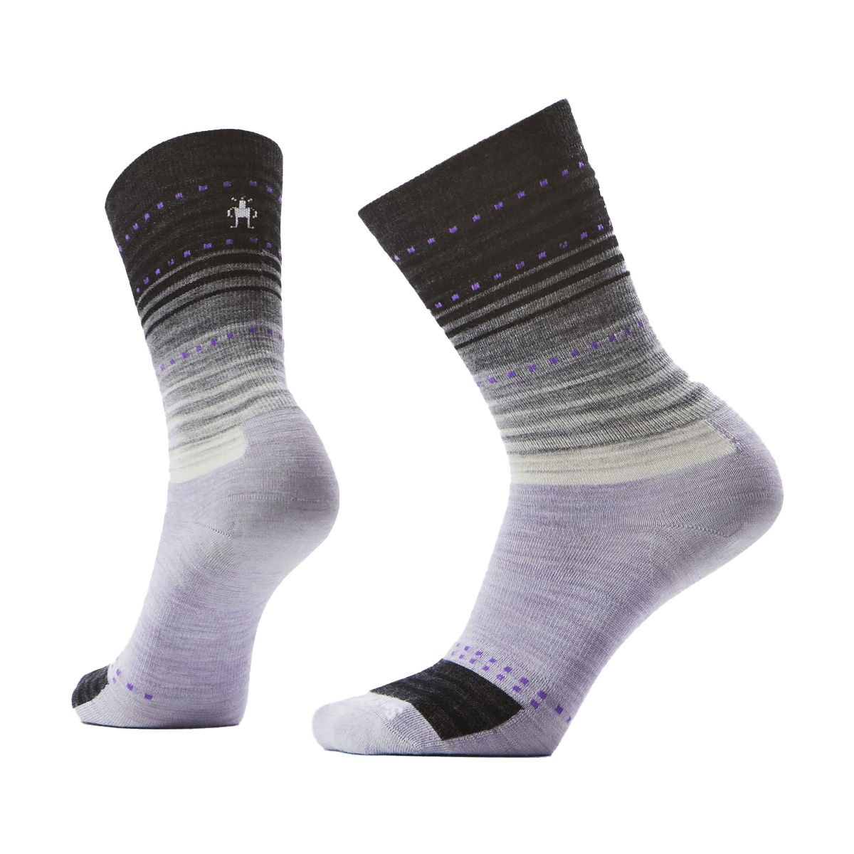 SMARTWOOL EVERYDAY STITCH STRIPE CREW ZERO CUSHION SOCKS PURPLE BLACK