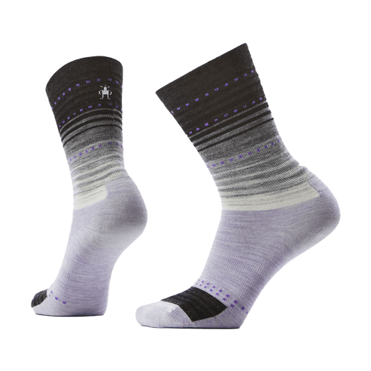 SMARTWOOL EVERYDAY STITCH STRIPE CREW ZERO CUSHION SOCKS PURPLE BLACK