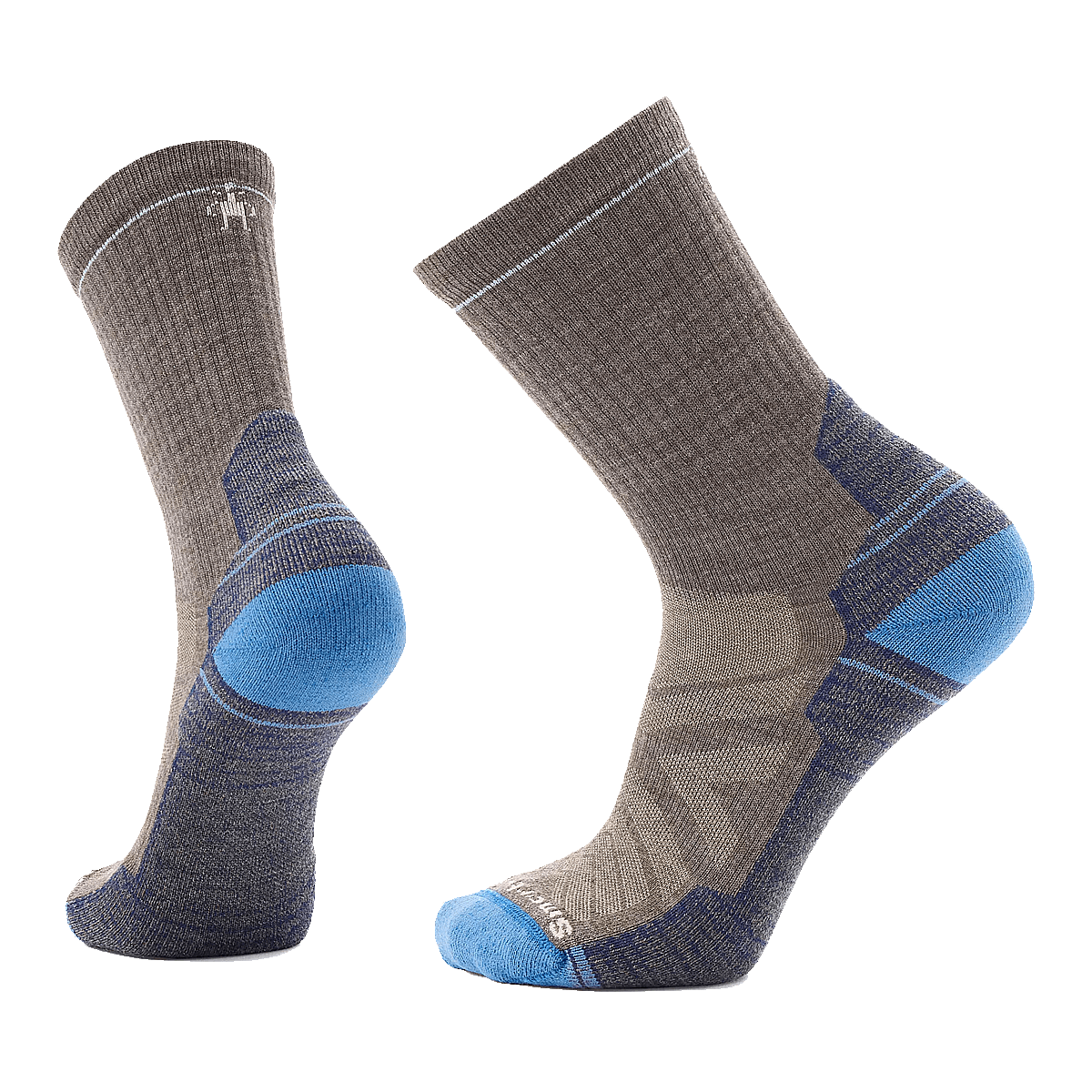 SMARTWOOL HIKE LIGHT CUSHION CREW SOCKS TAUPE LAGUNA BLUE