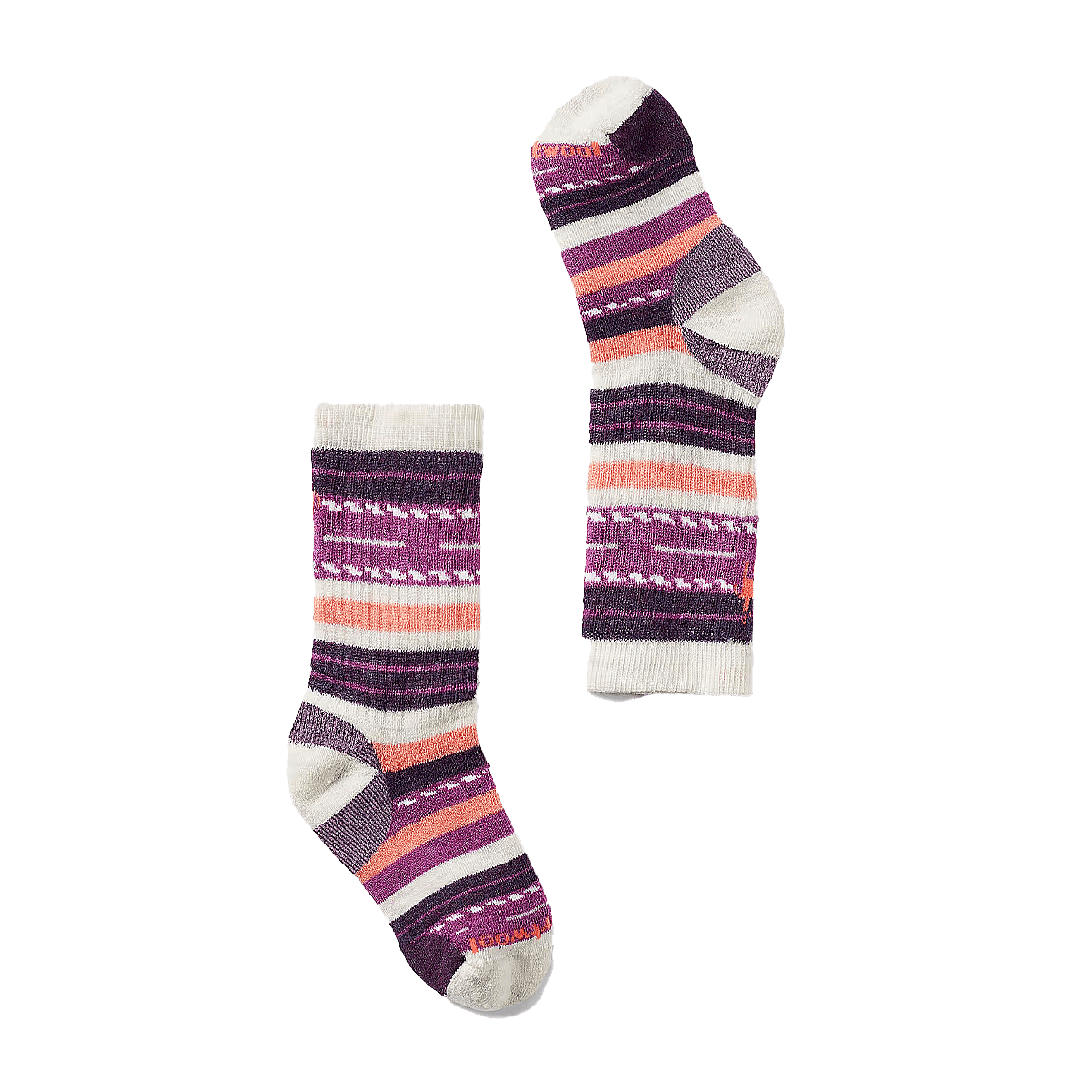 SMARTWOOL KIDS' HIKE MARGARITA CREW FULL CUSHION SOCKS MOON BEAM