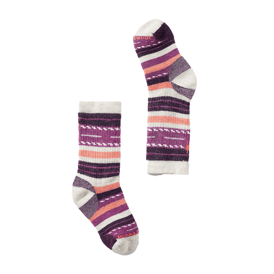 SMARTWOOL KIDS' HIKE MARGARITA CREW FULL CUSHION SOCKS MOON BEAM