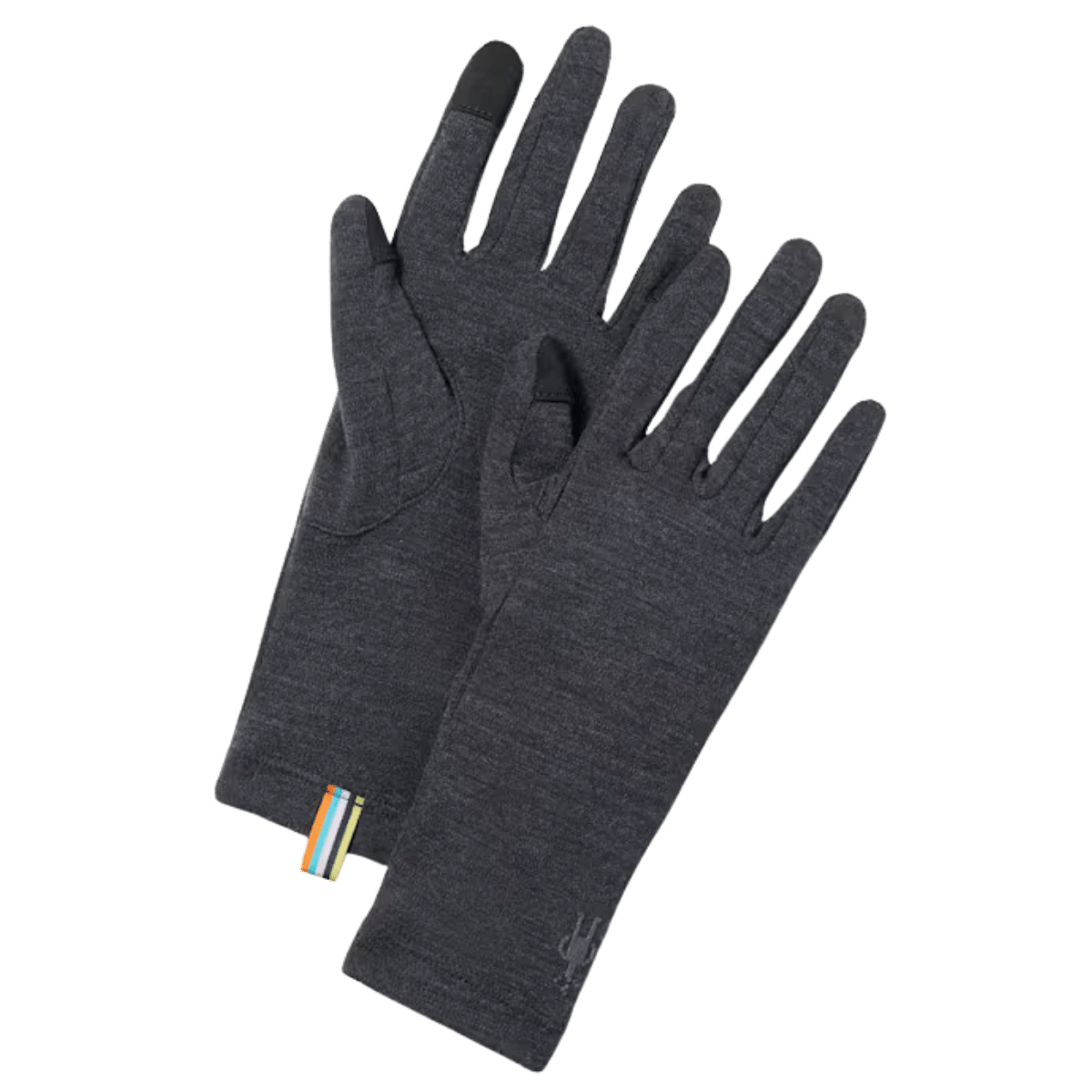 SMARTWOOL THERMAL KNIT MERINO GLOVE - CHARCOAL HTHR - FRONT AND BACK VIEW