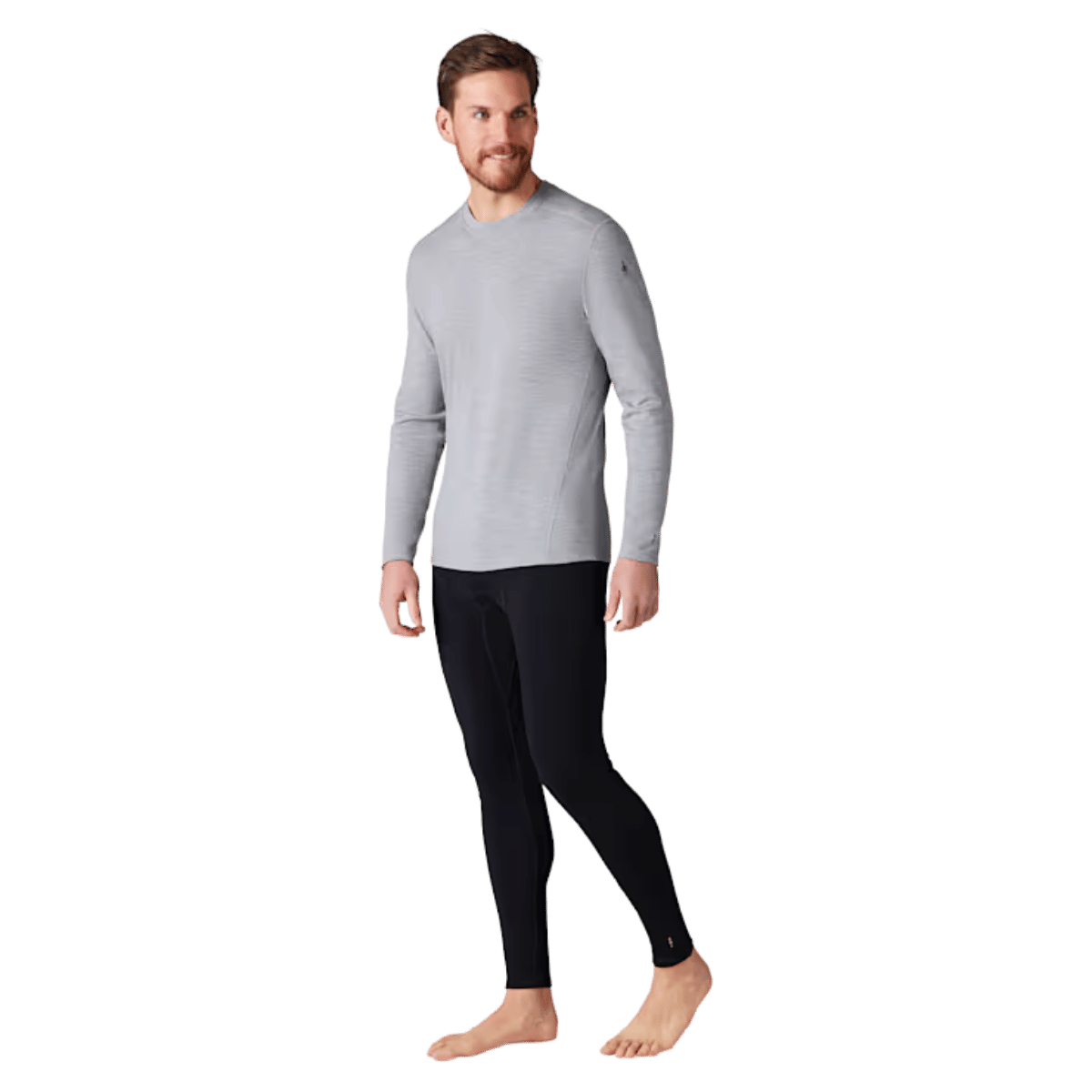 SMARTWOOL MEN'S CLASSIC THERMAL MERINO 250 BASE LAYER CREW - LT GRAY HTHR - FRONT VIEW WW