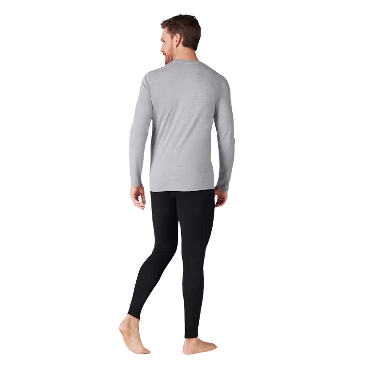 SMARTWOOL MEN'S CLASSIC THERMAL MERINO 250 BASE LAYER CREW - LT GRAY HTHR - BACK VIEW WW