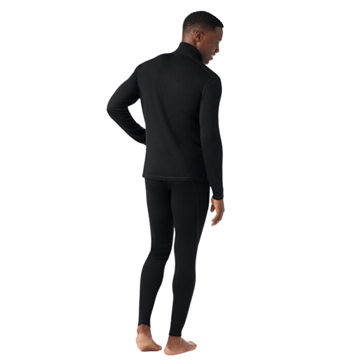 SMARTWOOL MEN'S MERINO 250 BASELAYER 1/4 ZIP - BLACK - BACK FULL VIEW WW